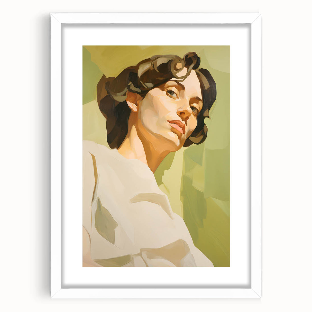 Maximalist Wall Art - Bold Portrait with Warm Tones and Expressive Style