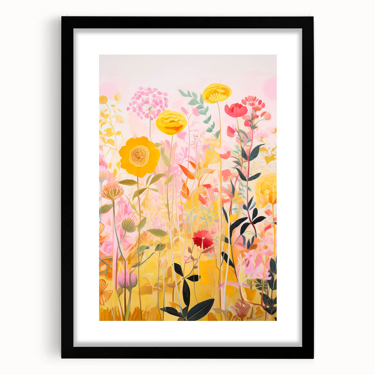 Maximalist Wall Art - Bold Floral Field with Vibrant Spring Colors