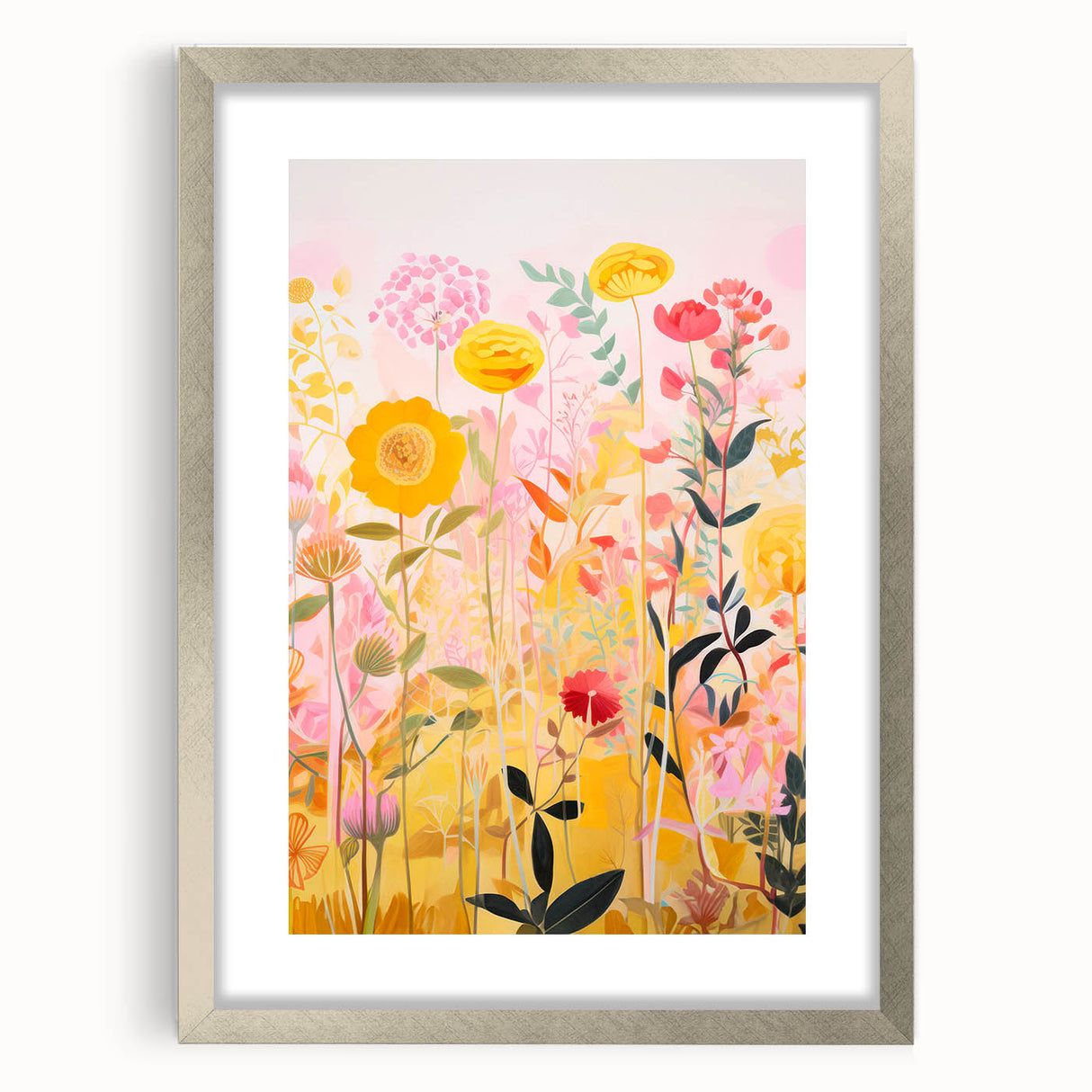 Maximalist Wall Art - Bold Floral Field with Vibrant Spring Colors