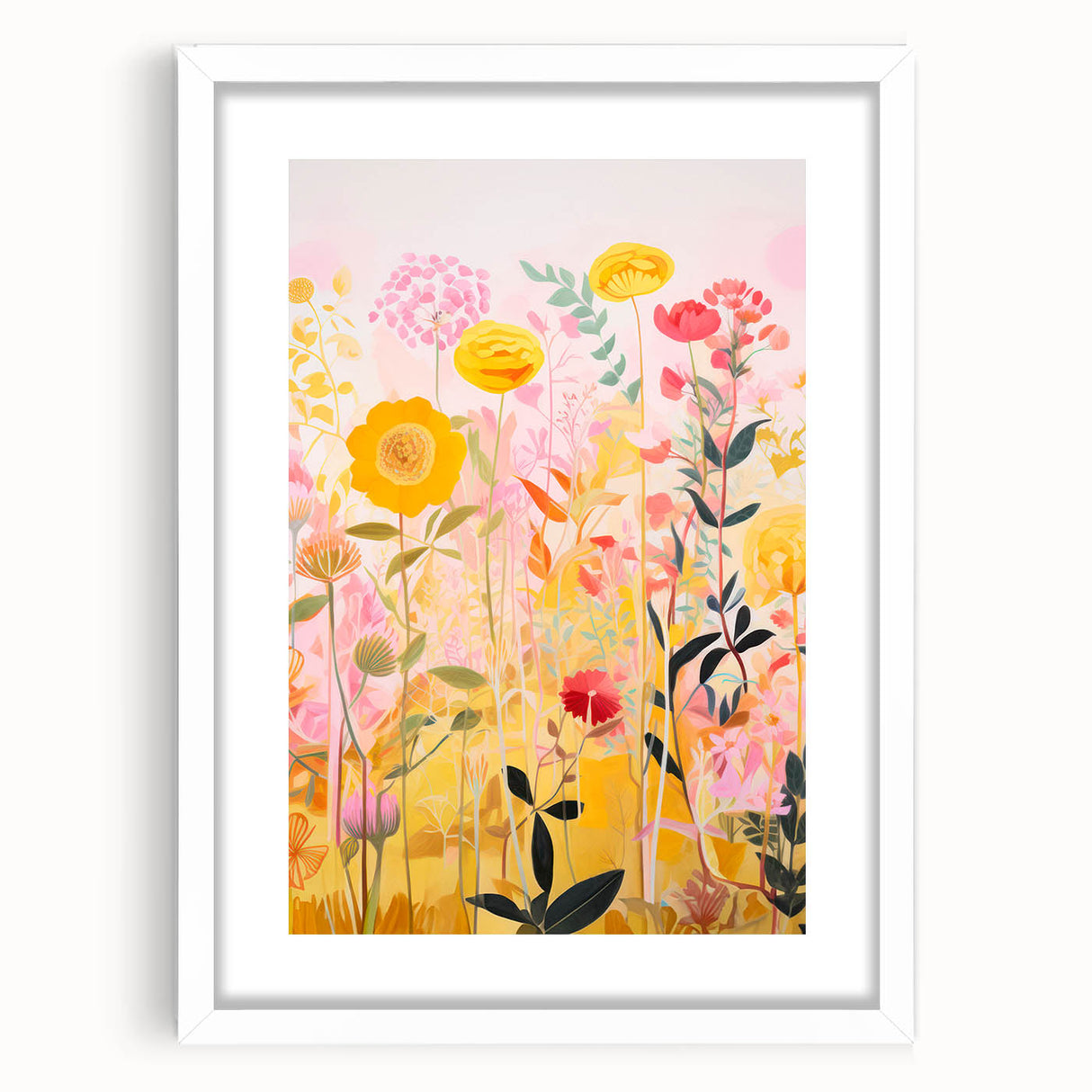Maximalist Wall Art - Bold Floral Field with Vibrant Spring Colors