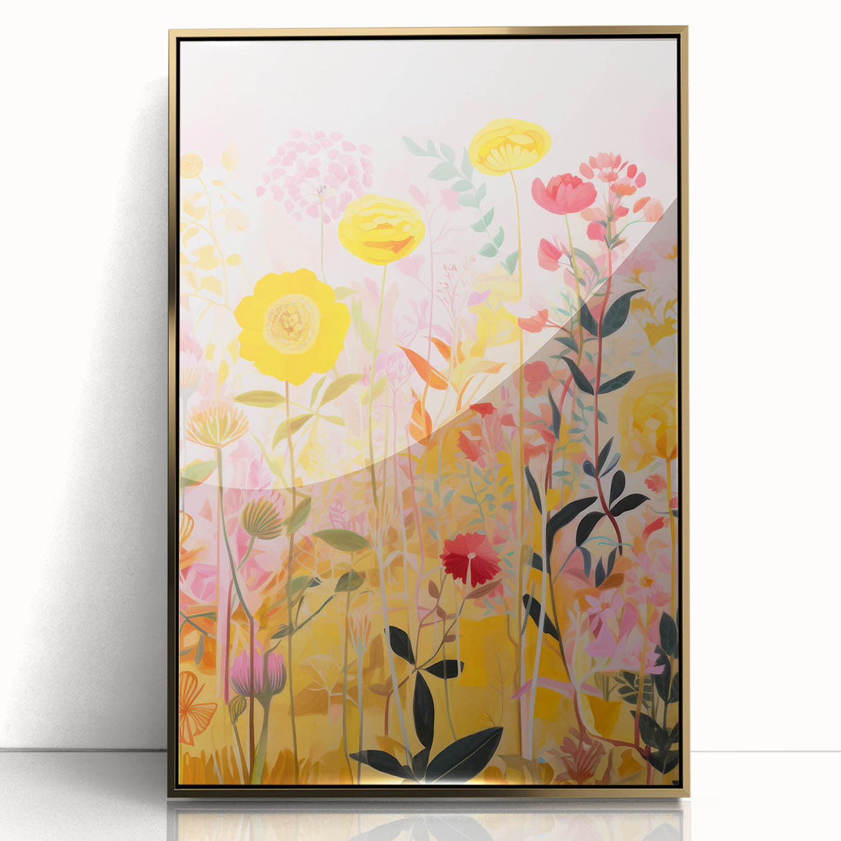 Maximalist Wall Art - Bold Floral Field with Vibrant Spring Colors