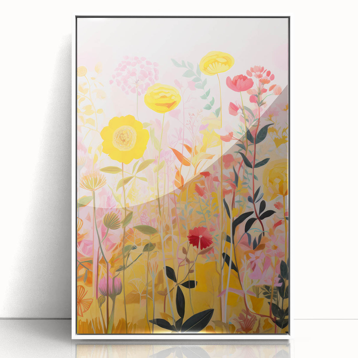 Maximalist Wall Art - Bold Floral Field with Vibrant Spring Colors