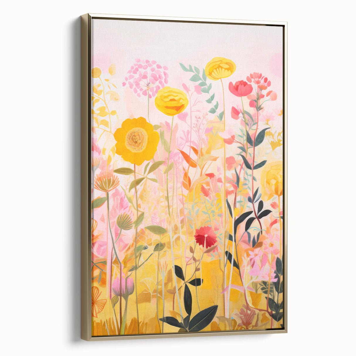 Maximalist Wall Art - Bold Floral Field with Vibrant Spring Colors