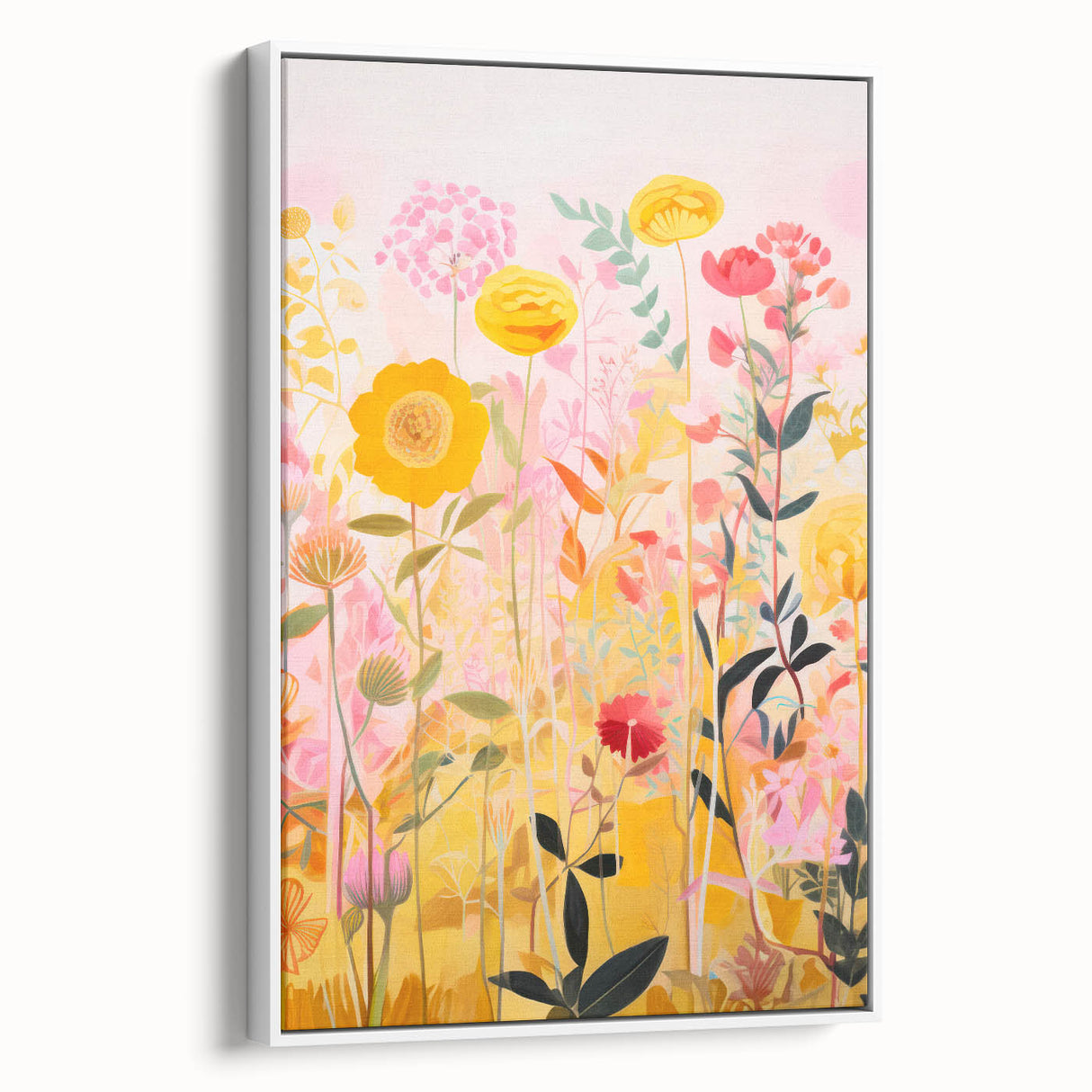 Maximalist Wall Art - Bold Floral Field with Vibrant Spring Colors