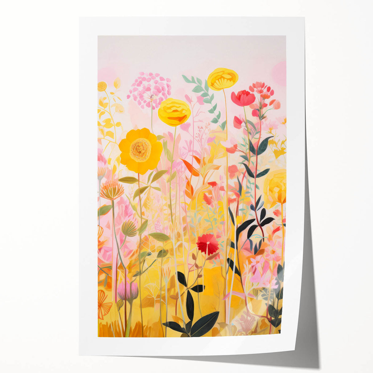 Maximalist Wall Art - Bold Floral Field with Vibrant Spring Colors