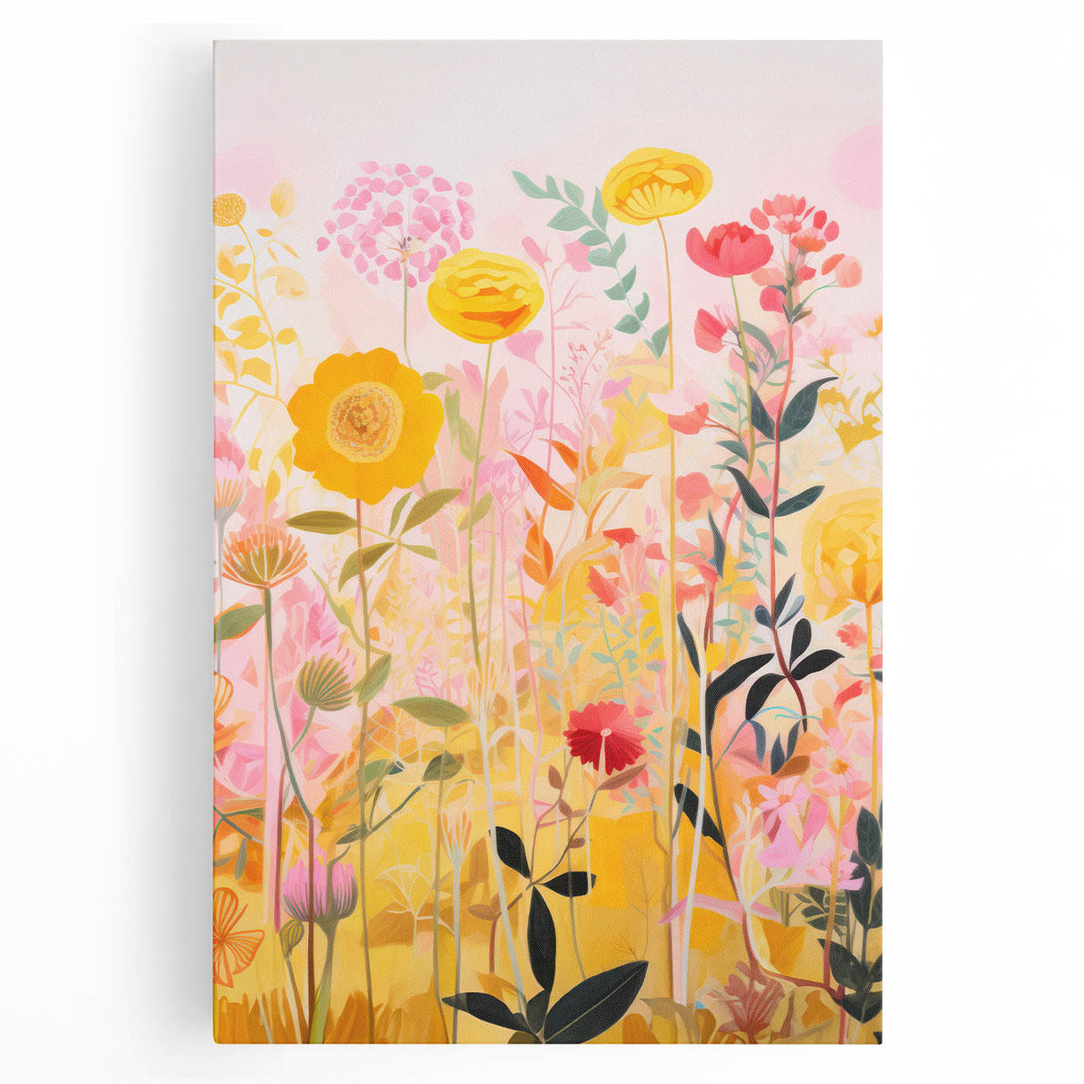 Maximalist Wall Art - Bold Floral Field with Vibrant Spring Colors