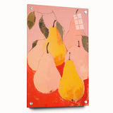 Maximalist Wall Art - Bold Pear Still Life with Pink and Yellow Tones