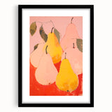 Maximalist Wall Art - Bold Pear Still Life with Pink and Yellow Tones
