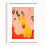 Maximalist Wall Art - Bold Pear Still Life with Pink and Yellow Tones
