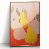 Maximalist Wall Art - Bold Pear Still Life with Pink and Yellow Tones