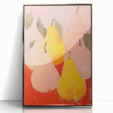 Maximalist Wall Art - Bold Pear Still Life with Pink and Yellow Tones