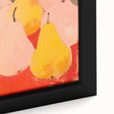 Maximalist Wall Art - Bold Pear Still Life with Pink and Yellow Tones