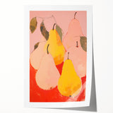 Maximalist Wall Art - Bold Pear Still Life with Pink and Yellow Tones