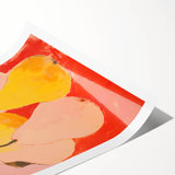 Maximalist Wall Art - Bold Pear Still Life with Pink and Yellow Tones