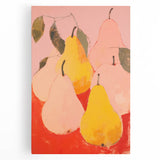 Maximalist Wall Art - Bold Pear Still Life with Pink and Yellow Tones
