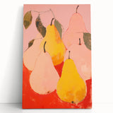 Maximalist Wall Art - Bold Pear Still Life with Pink and Yellow Tones