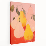 Maximalist Wall Art - Bold Pear Still Life with Pink and Yellow Tones