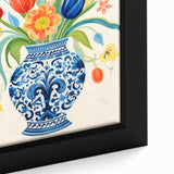 Maximalist Wall Art - Bold Floral Vase with Colorful Tulips and Pattern