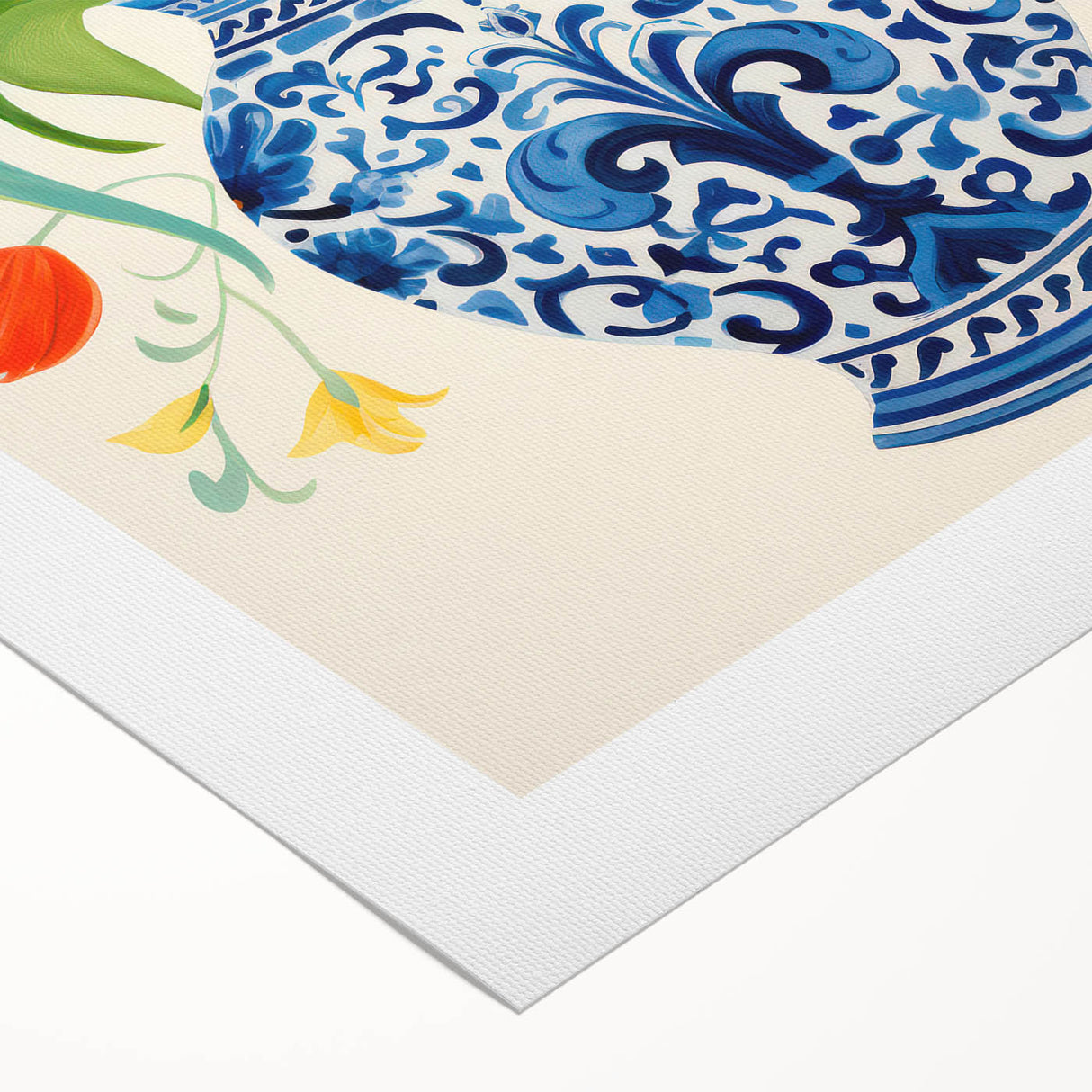 Maximalist Wall Art - Bold Floral Vase with Colorful Tulips and Pattern