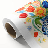 Maximalist Wall Art - Bold Floral Vase with Colorful Tulips and Pattern