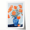 Maximalist Wall Art - Bold Floral Arrangement in Blue and Orange Vase