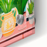 Maximalist Wall Art - Bold Tulip Garden with Vases and Vibrant Greenery