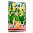 Maximalist Wall Art - Bold Tulip Garden with Vases and Vibrant Greenery