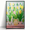 Maximalist Wall Art - Bold Tulip Garden with Vases and Vibrant Greenery