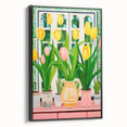 Maximalist Wall Art - Bold Tulip Garden with Vases and Vibrant Greenery
