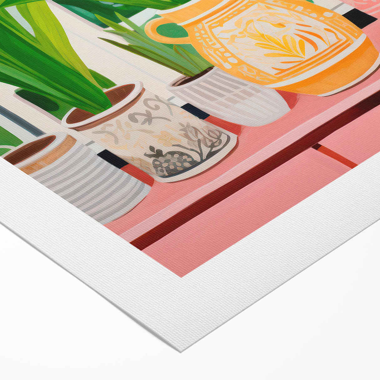 Maximalist Wall Art - Bold Tulip Garden with Vases and Vibrant Greenery