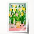Maximalist Wall Art - Bold Tulip Garden with Vases and Vibrant Greenery