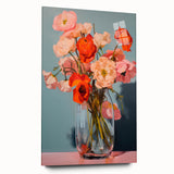 Maximalist Wall Art - Bold Floral Bouquet in Glass Vase with Soft Hues