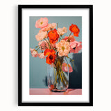 Maximalist Wall Art - Bold Floral Bouquet in Glass Vase with Soft Hues