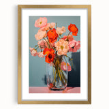 Maximalist Wall Art - Bold Floral Bouquet in Glass Vase with Soft Hues