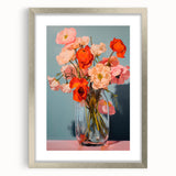 Maximalist Wall Art - Bold Floral Bouquet in Glass Vase with Soft Hues