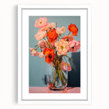 Maximalist Wall Art - Bold Floral Bouquet in Glass Vase with Soft Hues