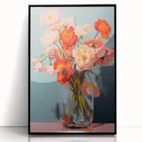 Maximalist Wall Art - Bold Floral Bouquet in Glass Vase with Soft Hues