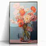Maximalist Wall Art - Bold Floral Bouquet in Glass Vase with Soft Hues