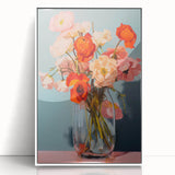 Maximalist Wall Art - Bold Floral Bouquet in Glass Vase with Soft Hues