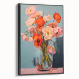 Maximalist Wall Art - Bold Floral Bouquet in Glass Vase with Soft Hues