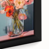 Maximalist Wall Art - Bold Floral Bouquet in Glass Vase with Soft Hues