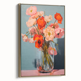 Maximalist Wall Art - Bold Floral Bouquet in Glass Vase with Soft Hues