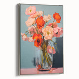 Maximalist Wall Art - Bold Floral Bouquet in Glass Vase with Soft Hues