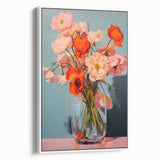 Maximalist Wall Art - Bold Floral Bouquet in Glass Vase with Soft Hues