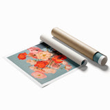 Maximalist Wall Art - Bold Floral Bouquet in Glass Vase with Soft Hues