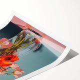 Maximalist Wall Art - Bold Floral Bouquet in Glass Vase with Soft Hues