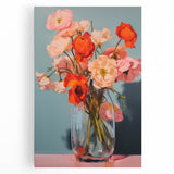 Maximalist Wall Art - Bold Floral Bouquet in Glass Vase with Soft Hues