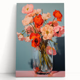 Maximalist Wall Art - Bold Floral Bouquet in Glass Vase with Soft Hues