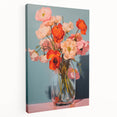 Maximalist Wall Art - Bold Floral Bouquet in Glass Vase with Soft Hues