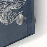 Mid Century Modern Art - Minimalist Geometric Leaf Decor on Dark Blue